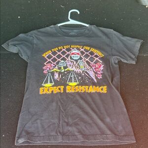 Black Graphic Tee with Expect Resistance Design